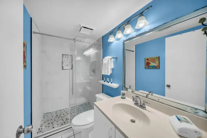 Primary bathroom with walk in shower