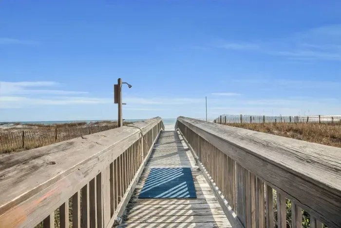 Boardwalk with shower
