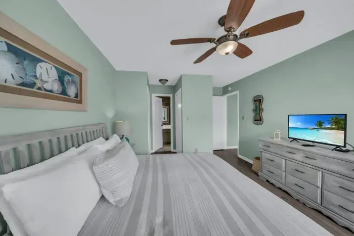 Primary bedroom with king bed