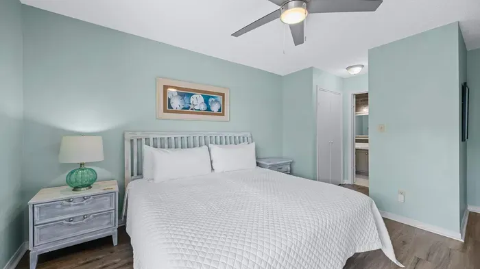 Primary bedroom with king bed