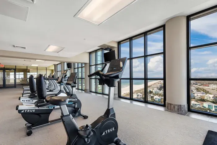 On site fitness center with a view