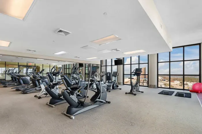 On site fitness center with a view