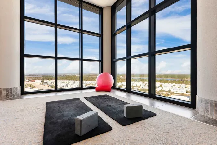 On site fitness center with a view