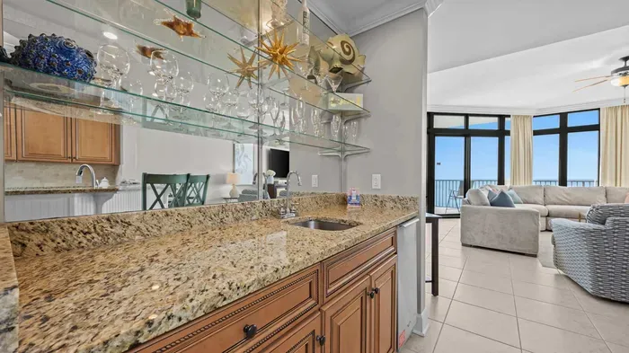 Wet bar along side kitchen