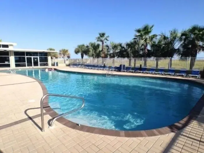 Outdoor pool with new Brick Pavers