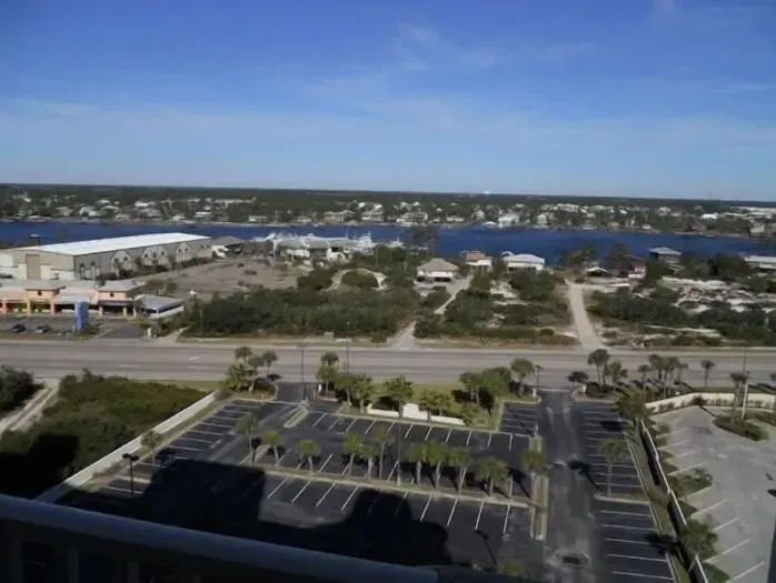 View from front of building of Zeke's Marina and Cotton Bayou