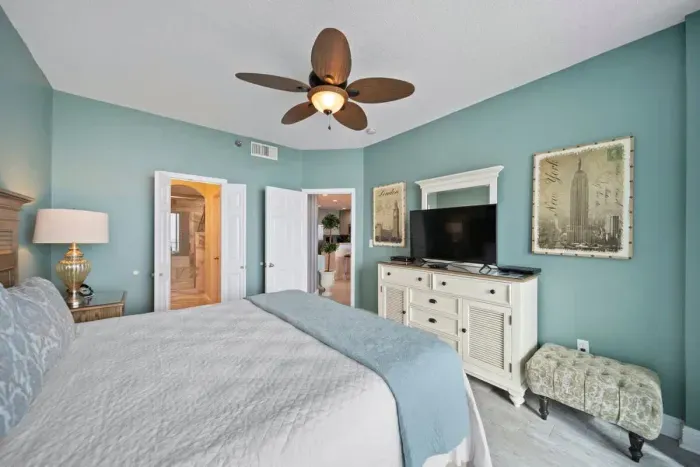 Primary bedroom with king bed