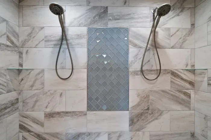 Primary bathroom with dual shower heads