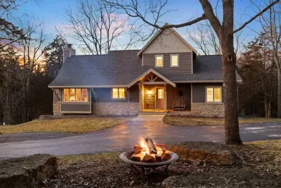 Exterior Retreat: Gather around the fire pit and soak in stunning sunset views!