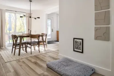 Dining Room: Bright and airy space with modern decor, perfect for meals and game nights!