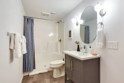 Bathroom Retreat: Modern fixtures and natural light make your self-care routine a delight!