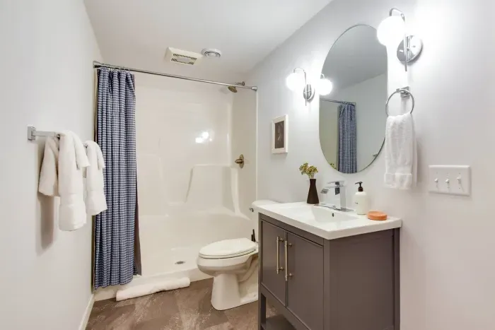Bathroom Retreat: Modern fixtures and natural light make your self-care routine a delight!