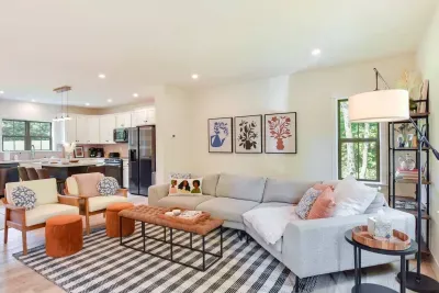 Living Room Oasis: Bright and airy space with stylish decor, perfect for relaxing gatherings!