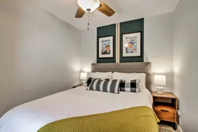 Charming Queen Bedroom: Relax in a stylish retreat with vintage decor and located on the main level!