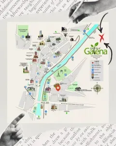 We Are Located Here: Just across the pedestrian bridge to Main St.