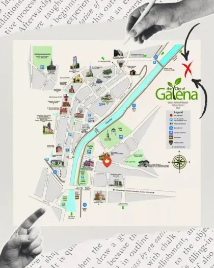 We Are Located Here: Just across the pedestrian bridge to Main St.