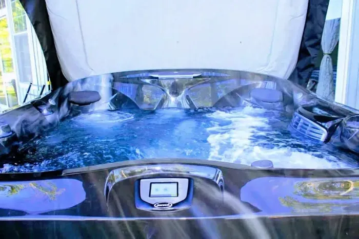 Relax in our brand new outdoor hot tub while soaking in breathtaking views of the water.