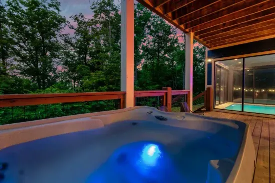 A hot tub, Glass of wine and views of the Smokies!