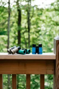 Set your sights on adventure. With binoculars at the ready, you might spot deer in the woods, birds overhead, or just enjoy the quiet beauty right from the deck