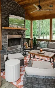 Whether its game day or a quiet night, the covered porch brings everyone together. Sip, snack, cheer, or just unwind beneath the fan—comfort and connection just steps from the dining room