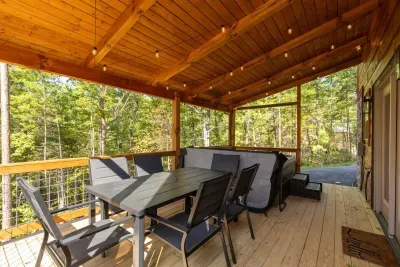 Ample outdoor dining seating.