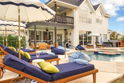 Pool Loungers with Umbrellas