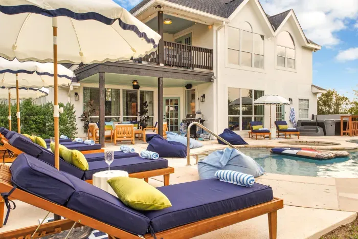 Pool Loungers with Umbrellas