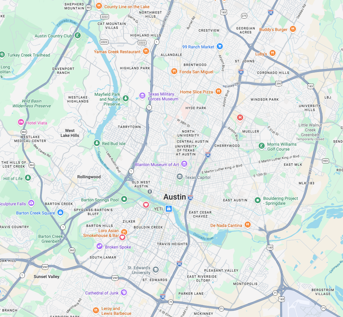 Austin Urban Core map