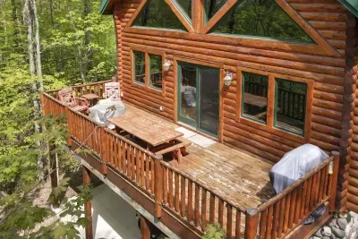 Back upper deck,  the hot tub is below this deck. 