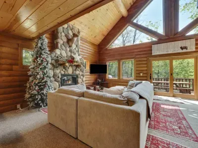 Beautiful view from kitchen overlooking the back deck 