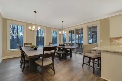 dining area main level,   note ski trial just outside the window