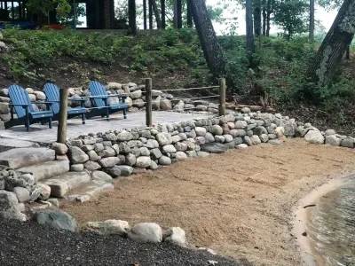 Private sandy beach and patio