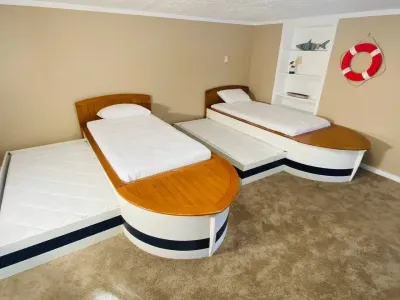 Twin boat beds with twin pull out trundle beds
