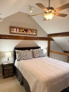 Loft bedroom with queen