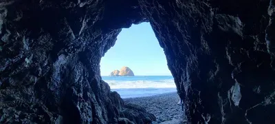 Oceanside Tunnel Beach with views of Three Arch Rocks Oregon