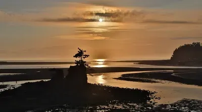 Sunset at Siletz Bay in Lincoln City Oregon during a summer coastal getaway