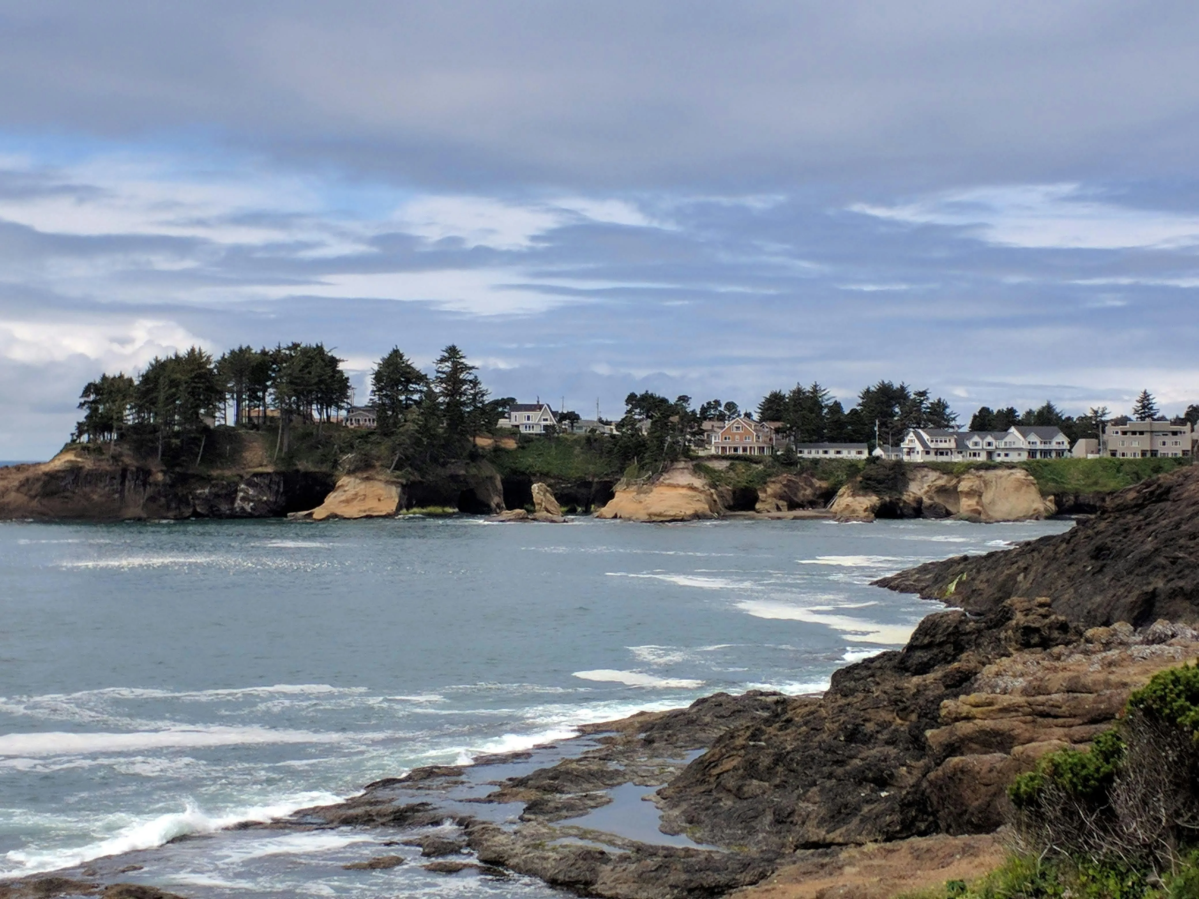 Depoe Bay Oregon coastline and harbor view for whale watching