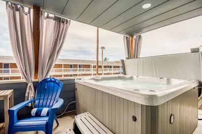 Hot Tub with Privacy Curtains