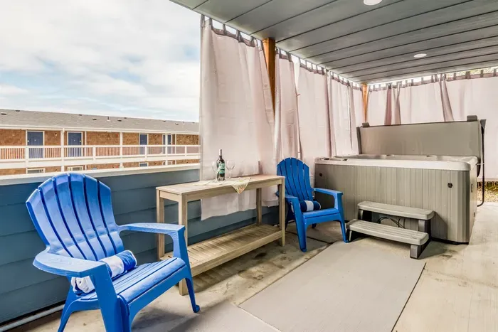 Hot Tub with Privacy Curtains Pulled