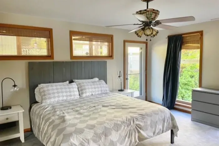 Downstairs master bedroom also has river views (new blackout blinds coming soon)