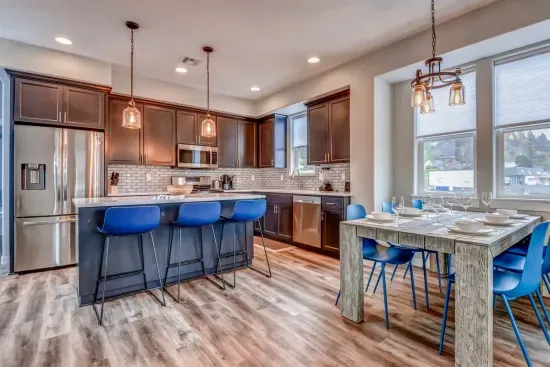 Kitchen with Island and Dining on the  2nd Level
