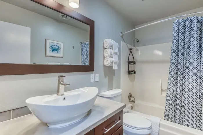 Vessel Sink and Tub in the Main Bath