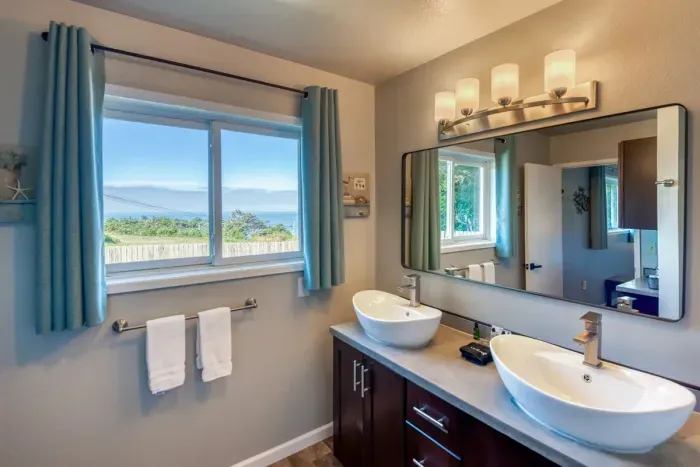 Master Bathroom with Ocean View and Dual Vanity