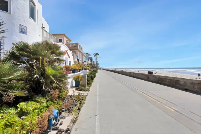 The mission beach boardwalk where you can walk, bike or rollerblade!