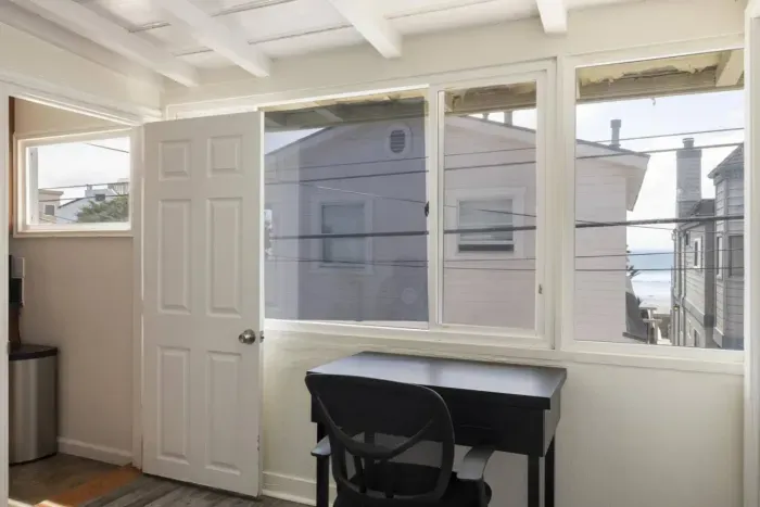 The office has peek-a-boo ocean views!