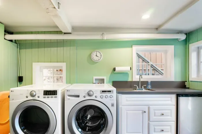 Mini fridge in laundry room down by the pool