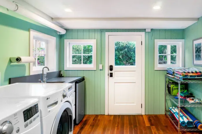 Convenient space for laundry tasks.