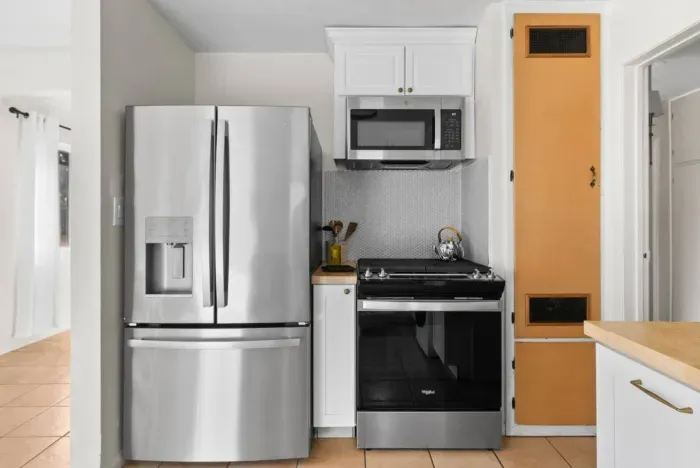 Modern fridge and stove range