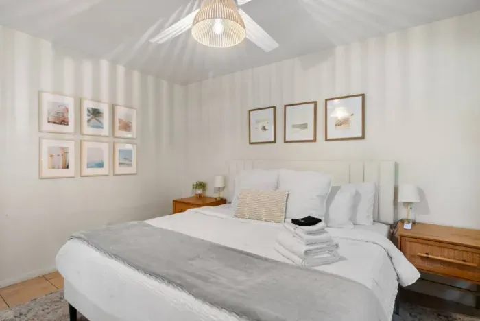 Enjoy a restful night's sleep on a relaxing and comfortable bed.