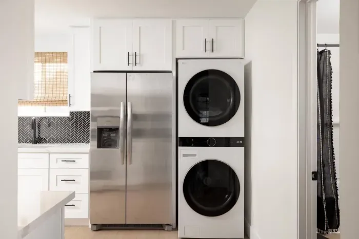 Convenient in-home washer and dryer make longer stays easy and comfortable.